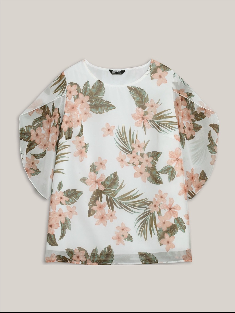 BloomChic Petal Sleeve Floral Round Neck Blouse size 1X (14-16) - Picture 9 of 15